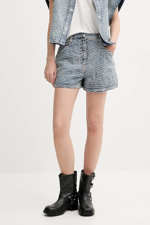 IRO szorty jeansowe damskie kolor niebieski z aplikacją high waist WM30VINY - zdjęcie produktu nr 1