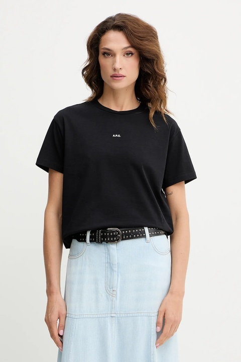 A.P.C. t-shirt bawełniany t-shirt boxy micro logo GOTS damski kolor czarny COHBW.F26387 - zdjęcie produktu nr 1