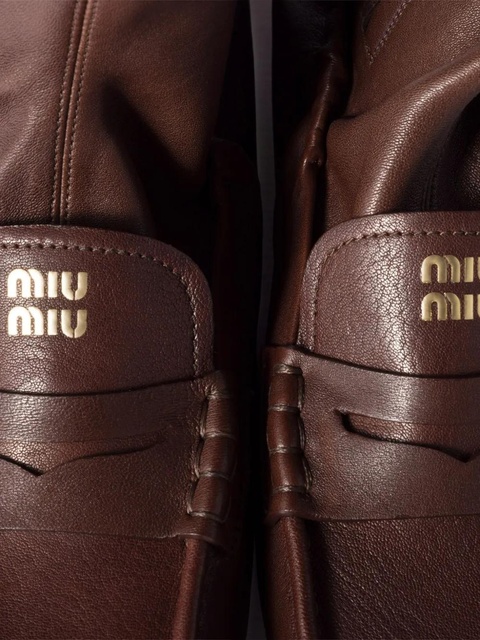 Miu Miu leather loafer boots - Brown - zdjęcie produktu nr 2