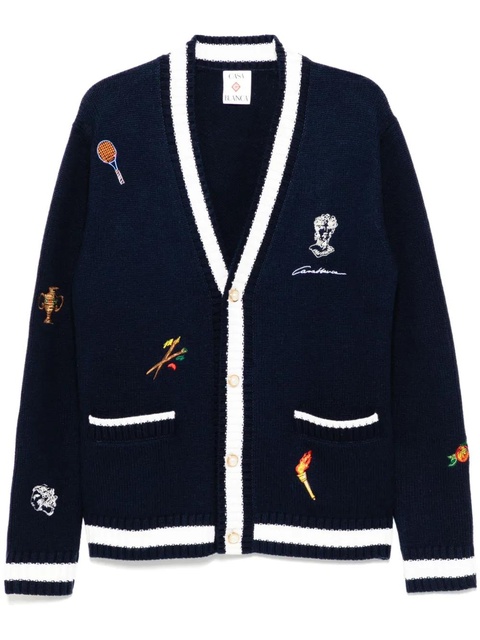 Casablanca embroidered motif cardigan - Blue - zdjęcie produktu nr 1