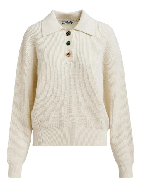 Essentiel Antwerp ribbed-knit polo top - Neutrals - zdjęcie produktu nr 1