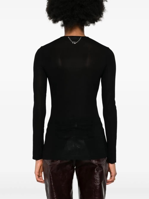 Rabanne semi-sheer long-sleeve T-shirt - Black - zdjęcie produktu nr 2