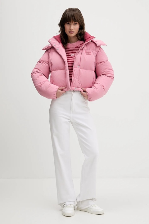 Tommy Jeans sweter z domieszką wełny damski kolor różowy DW0DW21677 - zdjęcie produktu nr 2