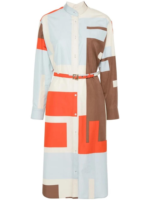 FENDI FF Puzzle-print cotton shirt dress - Neutrals - zdjęcie produktu nr 1