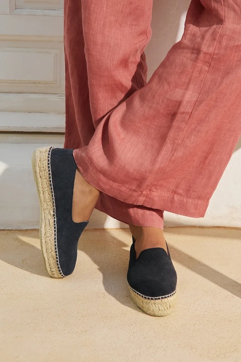Manebi espadryle zamszowe Hamptons Double Sole Espadrilles damskie kolor czarny na platformie K 1.5 D0 - zdjęcie produktu nr 1