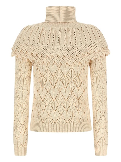 ZIMMERMANN ruffled-collar crocheted sweater - Neutrals - zdjęcie produktu nr 2