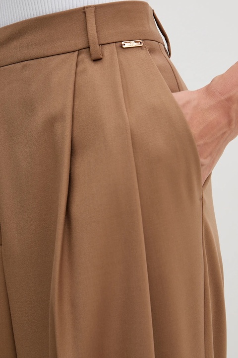 Fracomina spodnie damskie kolor brązowy szerokie high waist FS25WV3016W66101 - zdjęcie produktu nr 2