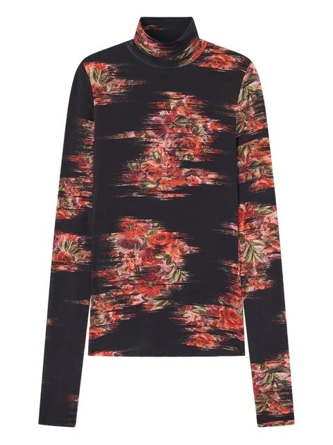 GANNI floral-print turtleneck T-shirt - Black - zdjęcie produktu nr 1