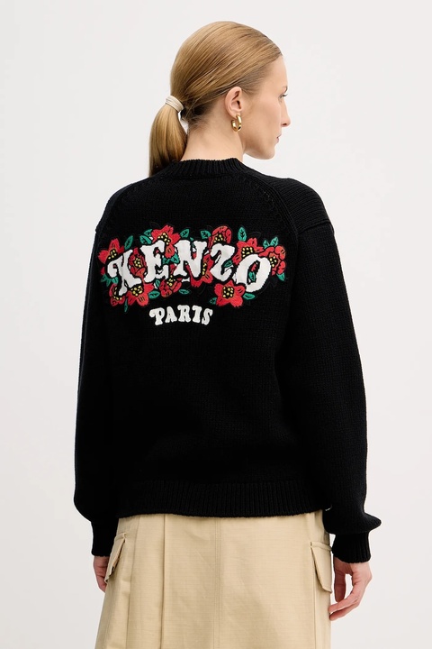 Kenzo kardigan wełniany x Verdy damski kolor czarny ciepły FF52CA4773CX.99J - zdjęcie produktu nr 1