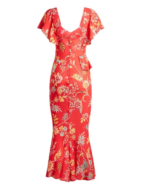 ETRO floral-print crepe midi dress - Red - zdjęcie produktu nr 2