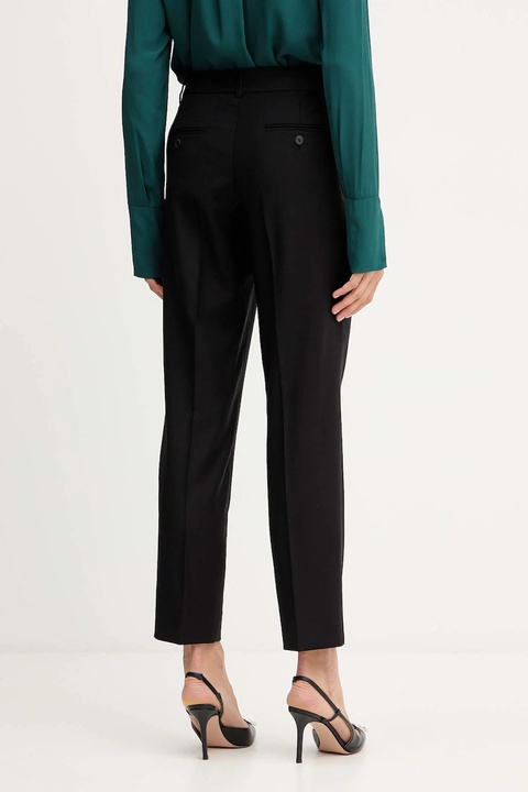 Weekend Max Mara spodnie z wełną CALDAIA damskie kolor czarny fason chinos high waist 2525136152600 - zdjęcie produktu nr 2