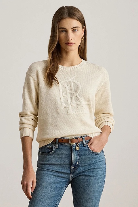 Lauren Ralph Lauren sweter bawełniany damski kolor beżowy 200979653 - zdjęcie produktu nr 1