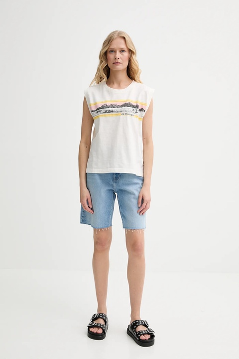 G-Star szorty jeansowe damskie kolor niebieski gładkie high waist D26268-D932 - zdjęcie produktu nr 2
