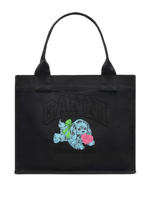 GANNI Puppy-print tote bag - Black - zdjęcie produktu nr 1