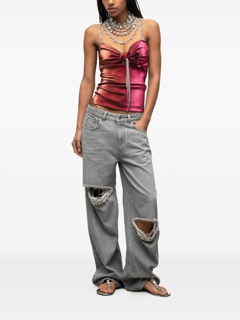 AREA crystal-embellished bow top - Pink - zdjęcie produktu nr 1