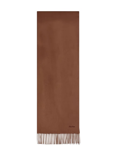 Max Mara embroidered-logo fringed-edges scarf - Brown - zdjęcie produktu nr 1