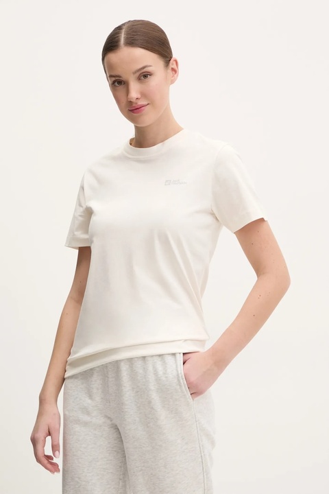 Jack Wolfskin t-shirt bawełniany damski kolor beżowy - zdjęcie produktu nr 1