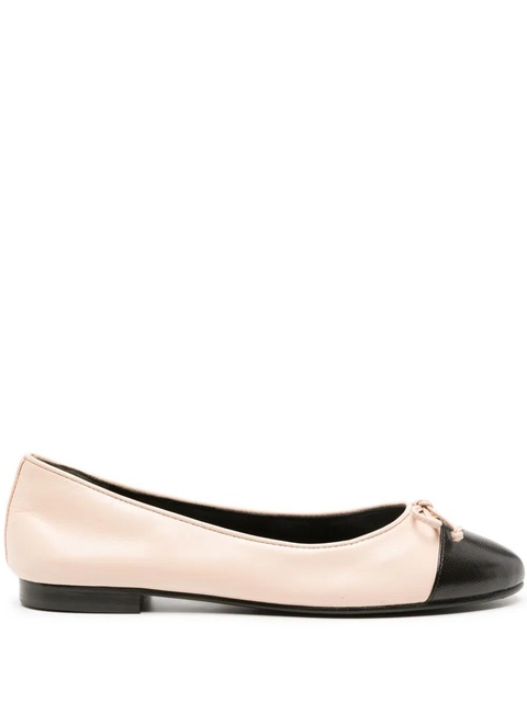 Tory Burch Double-T leather ballerina shoes - Neutrals - zdjęcie produktu nr 1