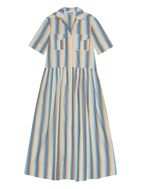 GANNI striped button-up shirt dress - Neutrals - zdjęcie produktu nr 1