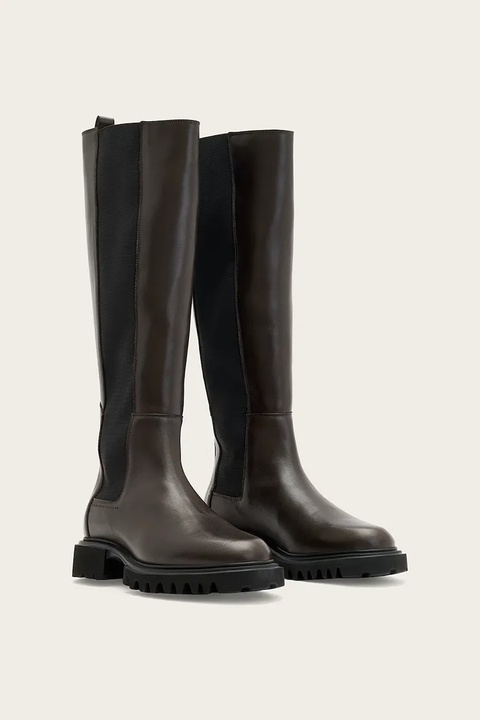 AllSaints kozaki skórzane MAEVE BOOT damskie kolor brązowy na płaskim obcasie W098FB - zdjęcie produktu nr 2