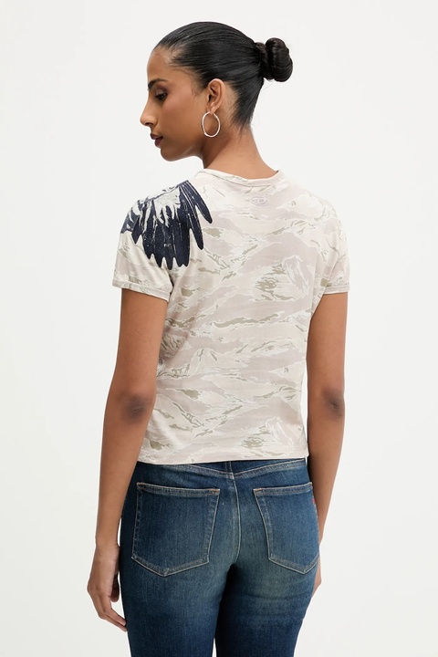 Diesel t-shirt bawełniany T-UNCUTIE-LONG-R1 damski kolor beżowy A19551.0DLBM - zdjęcie produktu nr 2