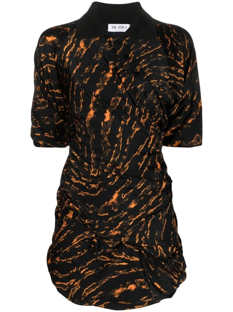 The Attico abstract-print gathered mini dress - Black - zdjęcie produktu nr 1