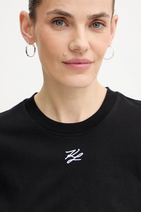 Karl Lagerfeld t-shirt bawełniany KL ESSENTIAL damski kolor czarny B1W17091 - zdjęcie produktu nr 2