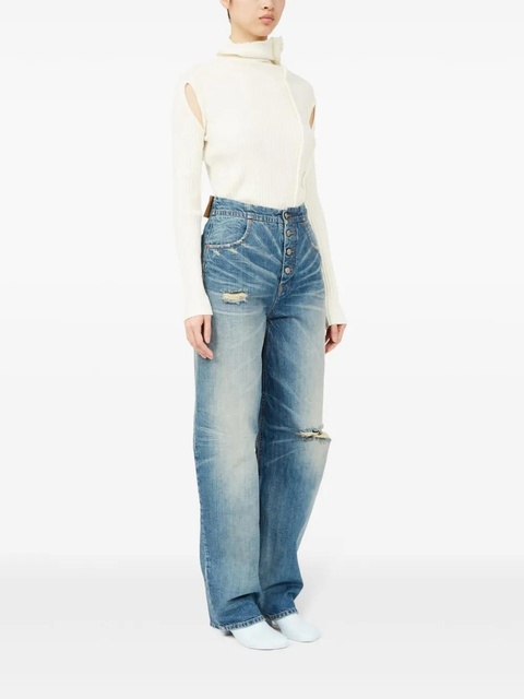 MM6 Maison Margiela distressed straight jeans - Blue - zdjęcie produktu nr 1