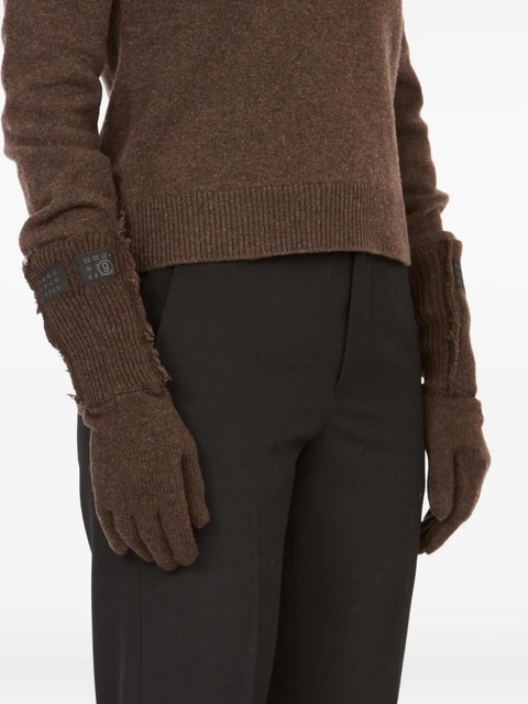 MM6 Maison Margiela ribbed-knit gloves - Brown - zdjęcie produktu nr 2