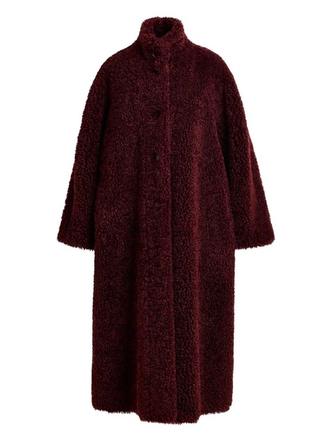 Essentiel Antwerp Ispot stand-up collar faux-shearling coat - Red - zdjęcie produktu nr 1