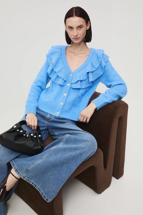 Medicine kardigan damski kolor niebieski ciepły - zdjęcie produktu nr 1