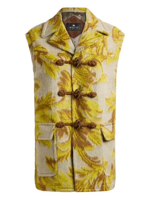 ETRO floral-jacquard toggle waistcoat - Yellow - zdjęcie produktu nr 1