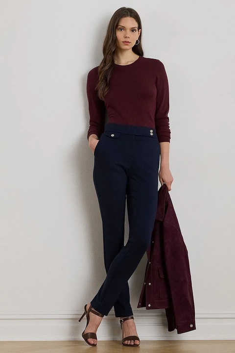 Lauren Ralph Lauren spodnie damskie kolor granatowy proste medium waist 200980023 - zdjęcie produktu nr 1