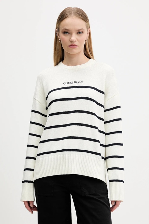 Guess Jeans sweter bawełniany damski kolor beżowy lekki W5BR03 Z3HM1 - zdjęcie produktu nr 1