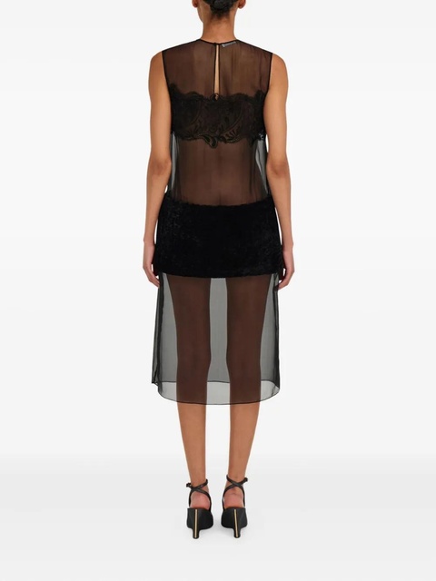 Ferragamo lace-shearling panel midi dress - Black - zdjęcie produktu nr 1