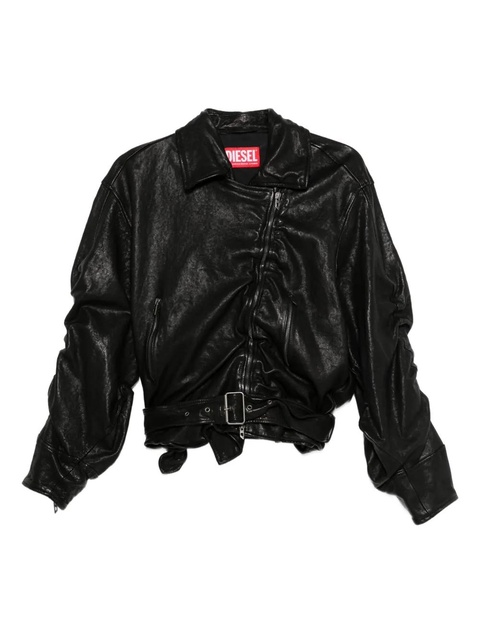 Diesel asymmetric-zip belted leather jacket - Black - zdjęcie produktu nr 1