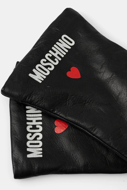 Moschino rękawiczki skórzane damskie kolor czarny M3355 65458 - zdjęcie produktu nr 1