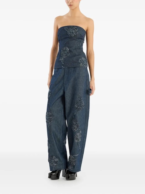 ROTATE BIRGER CHRISTENSEN rose-embellished strapless top - Blue - zdjęcie produktu nr 2