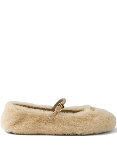 Prada shearling ballet flats - Neutrals - zdjęcie produktu nr 1