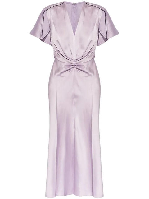Victoria Beckham ruched satin midi dress - Purple - zdjęcie produktu nr 1