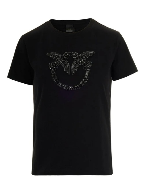 PINKO bird embellishment cotton T-shirt - NERO - zdjęcie produktu nr 1