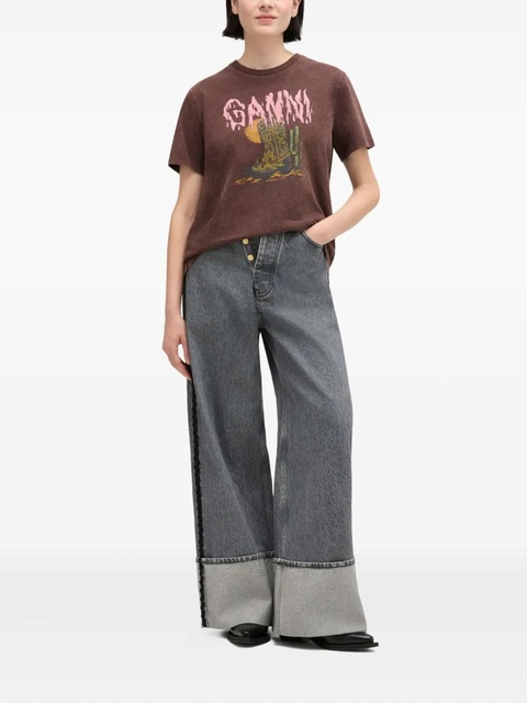 GANNI graphic-print T-shirt - Brown - zdjęcie produktu nr 2