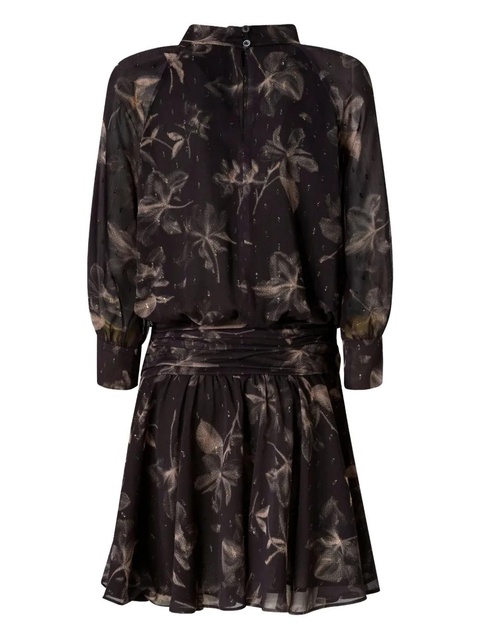 PINKO floral-print gathered mini dress - Black - zdjęcie produktu nr 2