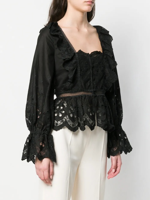 Self-Portrait lace embroidered blouse - Black - zdjęcie produktu nr 1