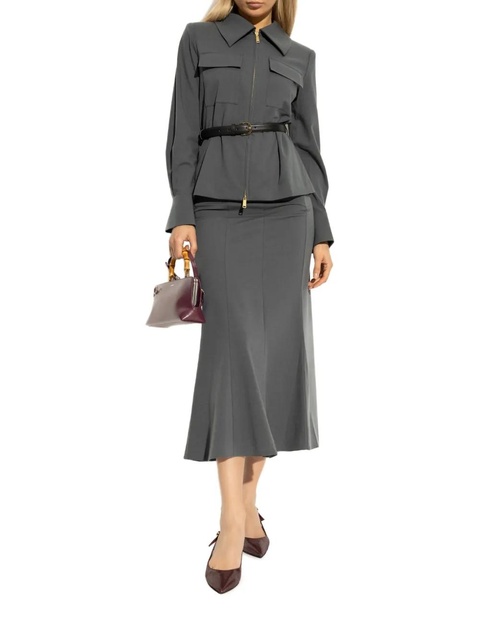 Self-Portrait twill midi dress - Grey - zdjęcie produktu nr 2