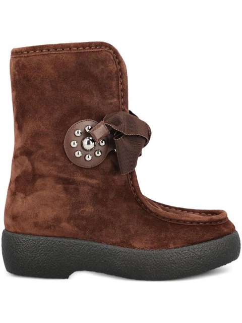 Valentino Garavani bow-embellished suede boots - Brown - zdjęcie produktu nr 1