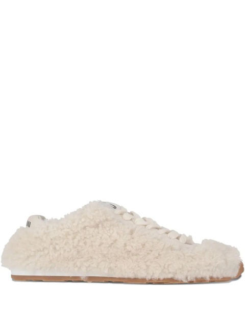 Miu Miu shearling lace-up sneakers - Neutrals - zdjęcie produktu nr 1