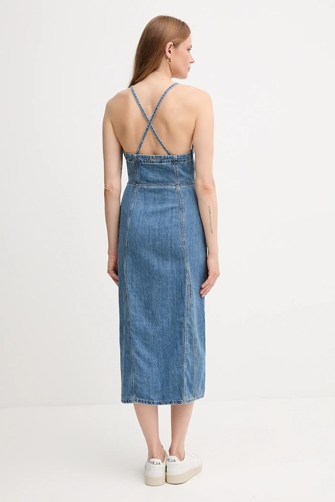 Pepe Jeans sukienka jeansowa kolor niebieski maxi rozkloszowana PL953767 - zdjęcie produktu nr 2