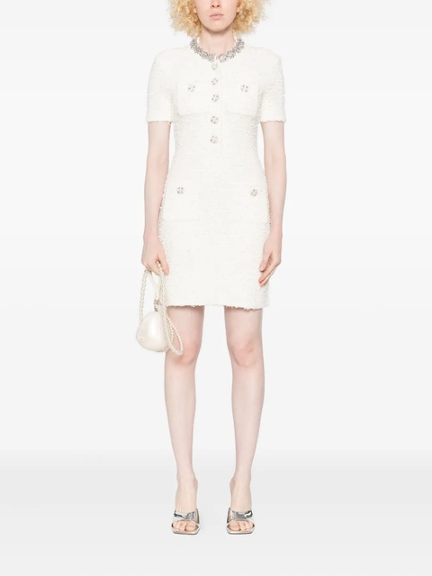 Self-Portrait embellished button-detailed mini dress - Neutrals - zdjęcie produktu nr 2