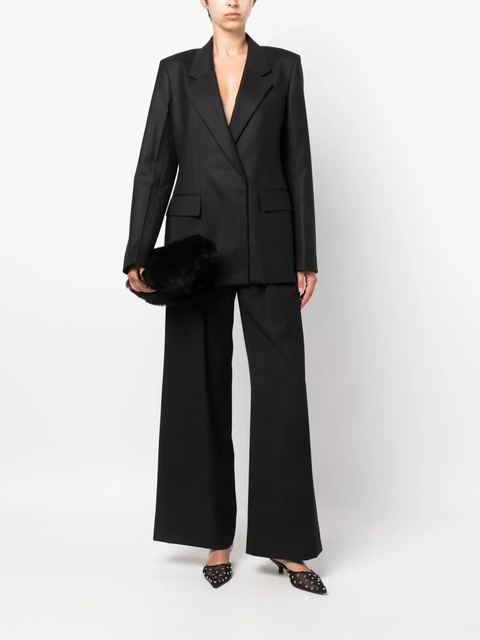 Victoria Beckham double-breasted virgin wool-cotton blazer - Black - zdjęcie produktu nr 1